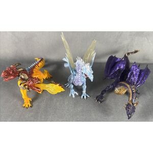 Safari Ltd Fire & Ice Dragon Figures Lot of 3 Set Fantasy Toy‎ Collectible